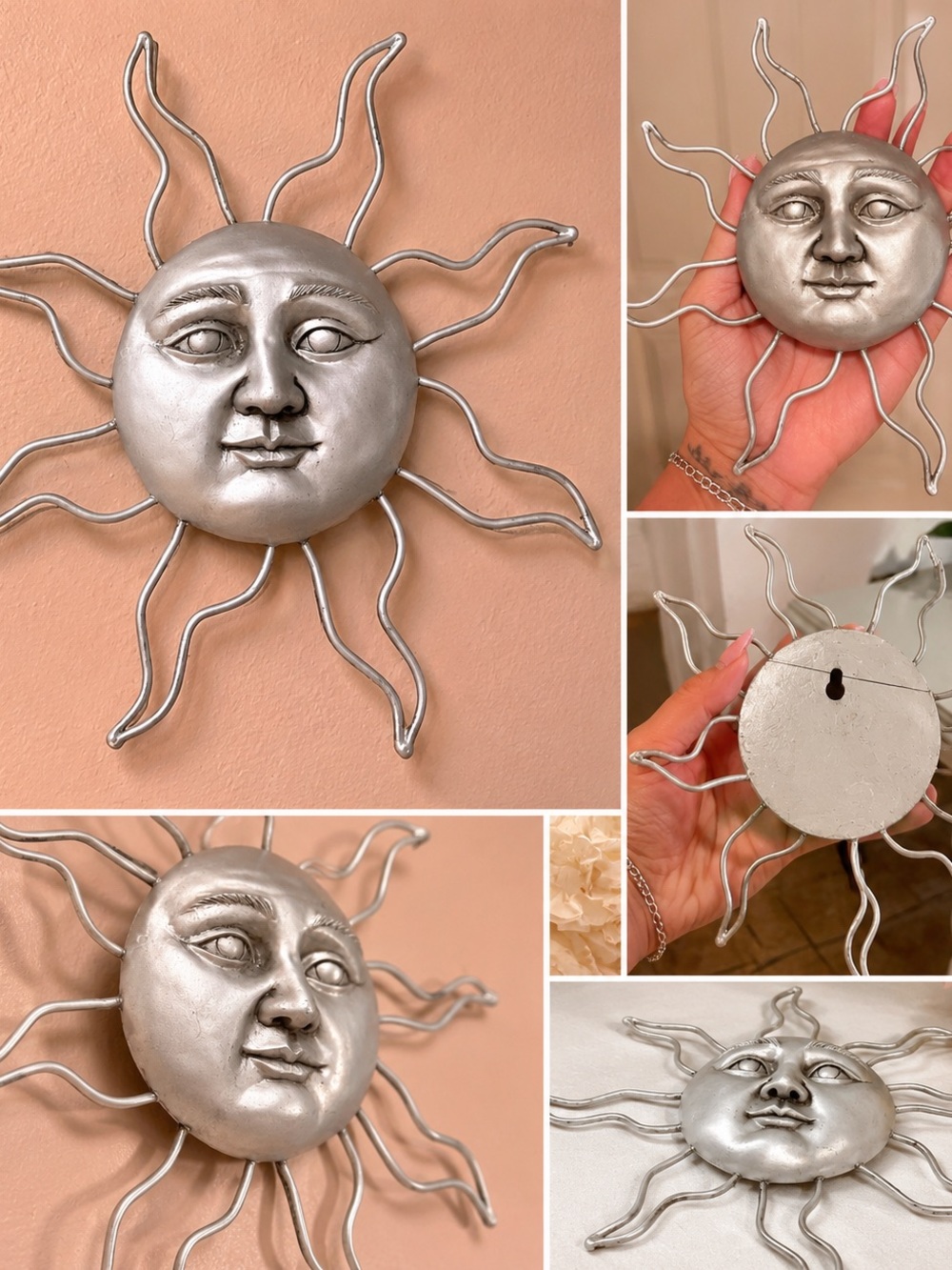 Vintage Silver Sun Wall Decor